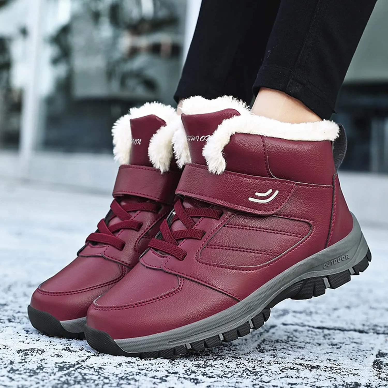Wide Calf Snow Boots for Women Plus Size 10 Wide Snow Boots for Woman Women Winter Booties Leather Mid Calf Winter Boots for Women Low Heel Women Winter Wide Width Boot