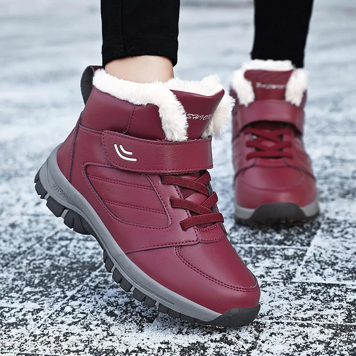 Wide Calf Snow Boots for Women Plus Size 10 Wide Snow Boots for Woman Women Winter Booties Leather Mid Calf Winter Boots for Women Low Heel Women Winter Wide Width Boot