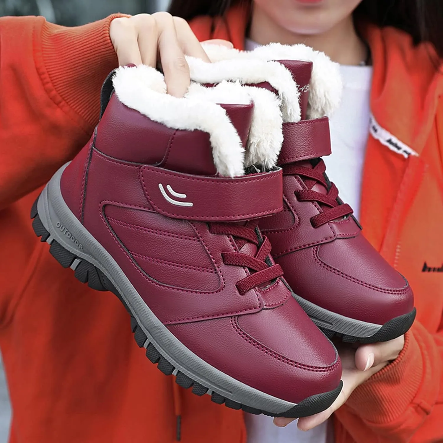 Wide Calf Snow Boots for Women Plus Size 10 Wide Snow Boots for Woman Women Winter Booties Leather Mid Calf Winter Boots for Women Low Heel Women Winter Wide Width Boot