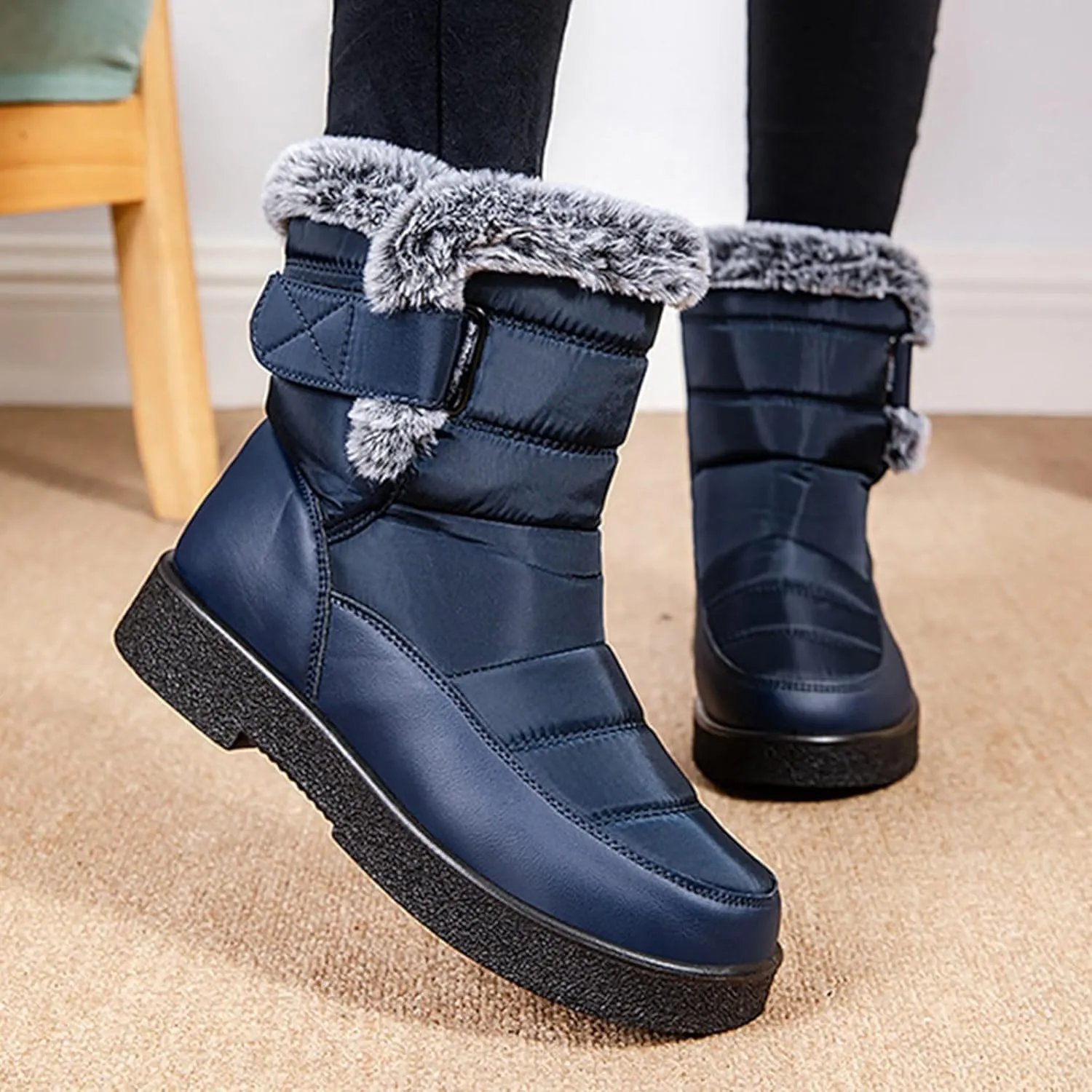 Winter Boots for Women Snow Boots for Women Ladies Fashion Winter Plush Insulation Solid Color Thick Heels Snow Boots