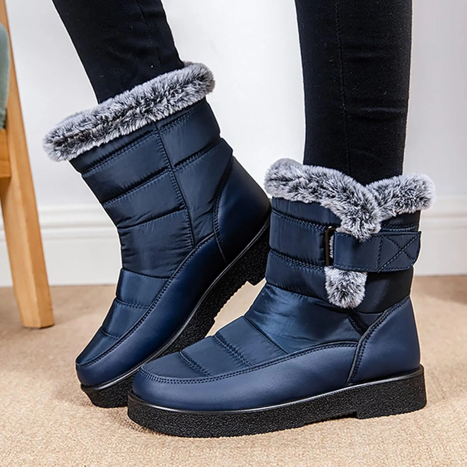 Winter Boots for Women Snow Boots for Women Ladies Fashion Winter Plush Insulation Solid Color Thick Heels Snow Boots