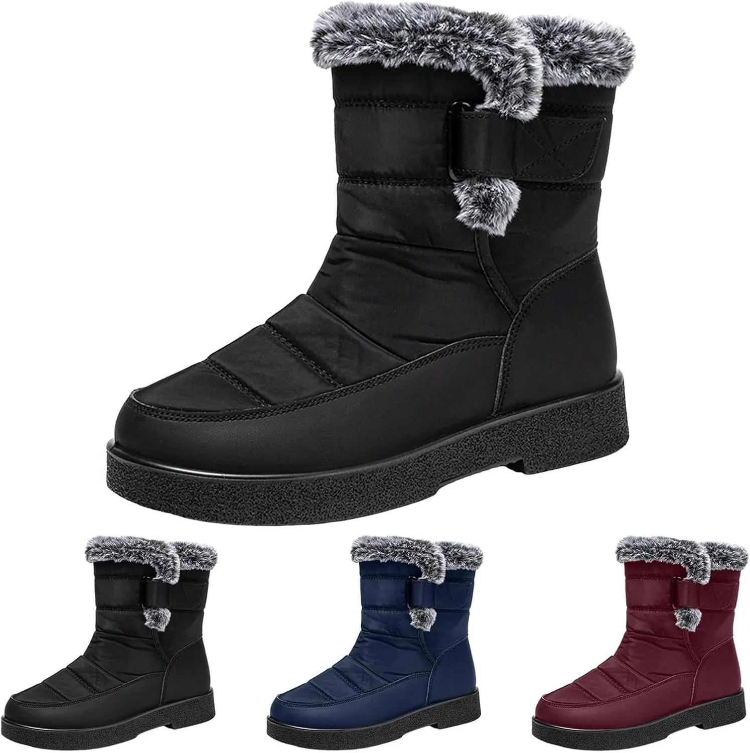 Winter Boots for Women Snow Boots for Women Ladies Fashion Winter Plush Insulation Solid Color Thick Heels Snow Boots
