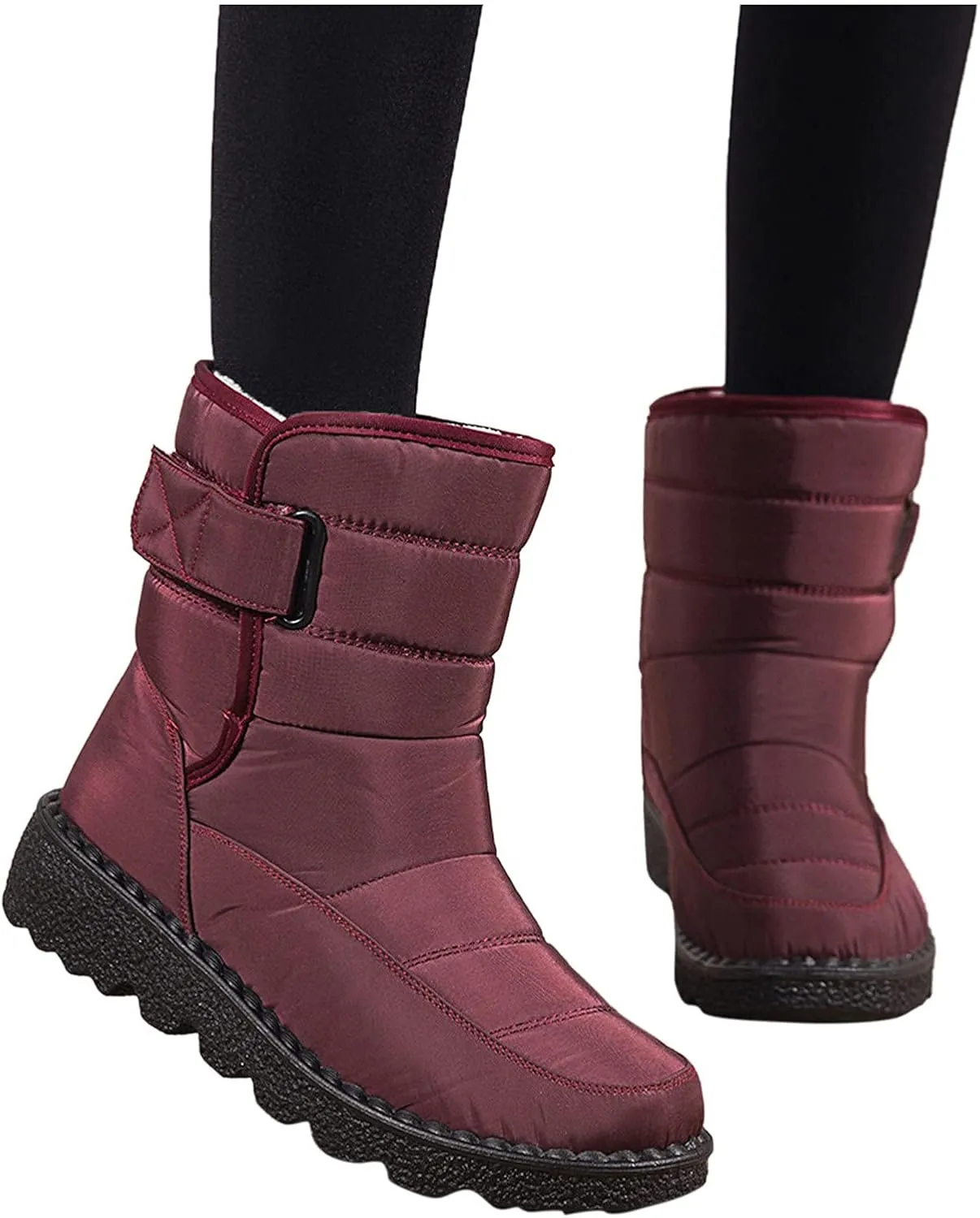 Winter Boots for Women Snow Boots for Women Warm Round Toe Thick Bottom Waterproof Mid Calf Boots for Women Comfy