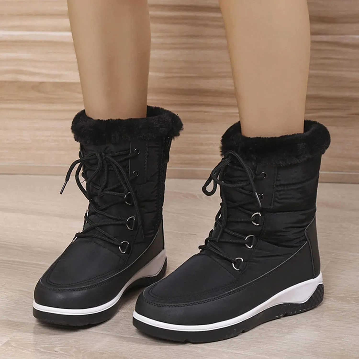 Winter Boots for Women Waterproof Snow 11 Wide Womens Black Snow Boots Ankle Women's Boots Winter Waterproof Womens Winter Snow Walking Shoes Botas De Invierno Para Mujer Tacon Alto