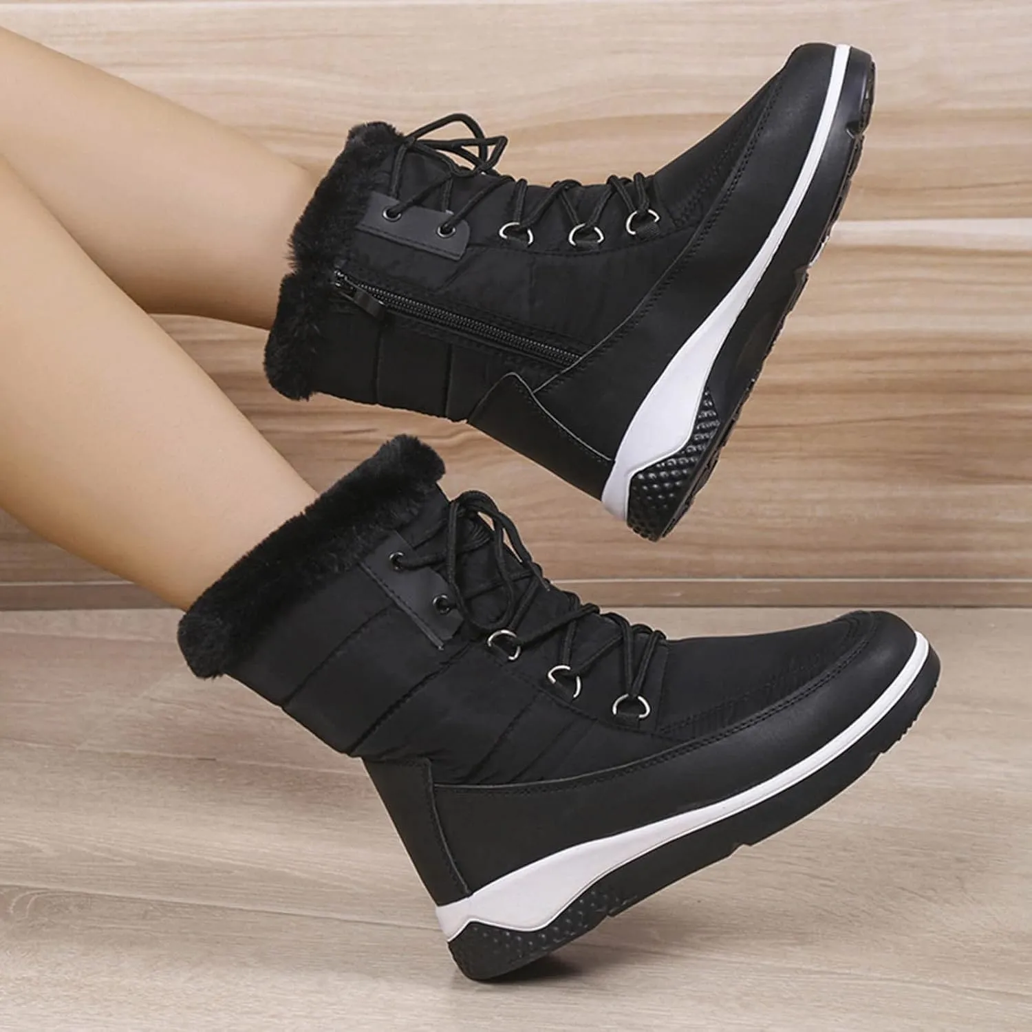 Winter Boots for Women Waterproof Snow 11 Wide Womens Black Snow Boots Ankle Women's Boots Winter Waterproof Womens Winter Snow Walking Shoes Botas De Invierno Para Mujer Tacon Alto