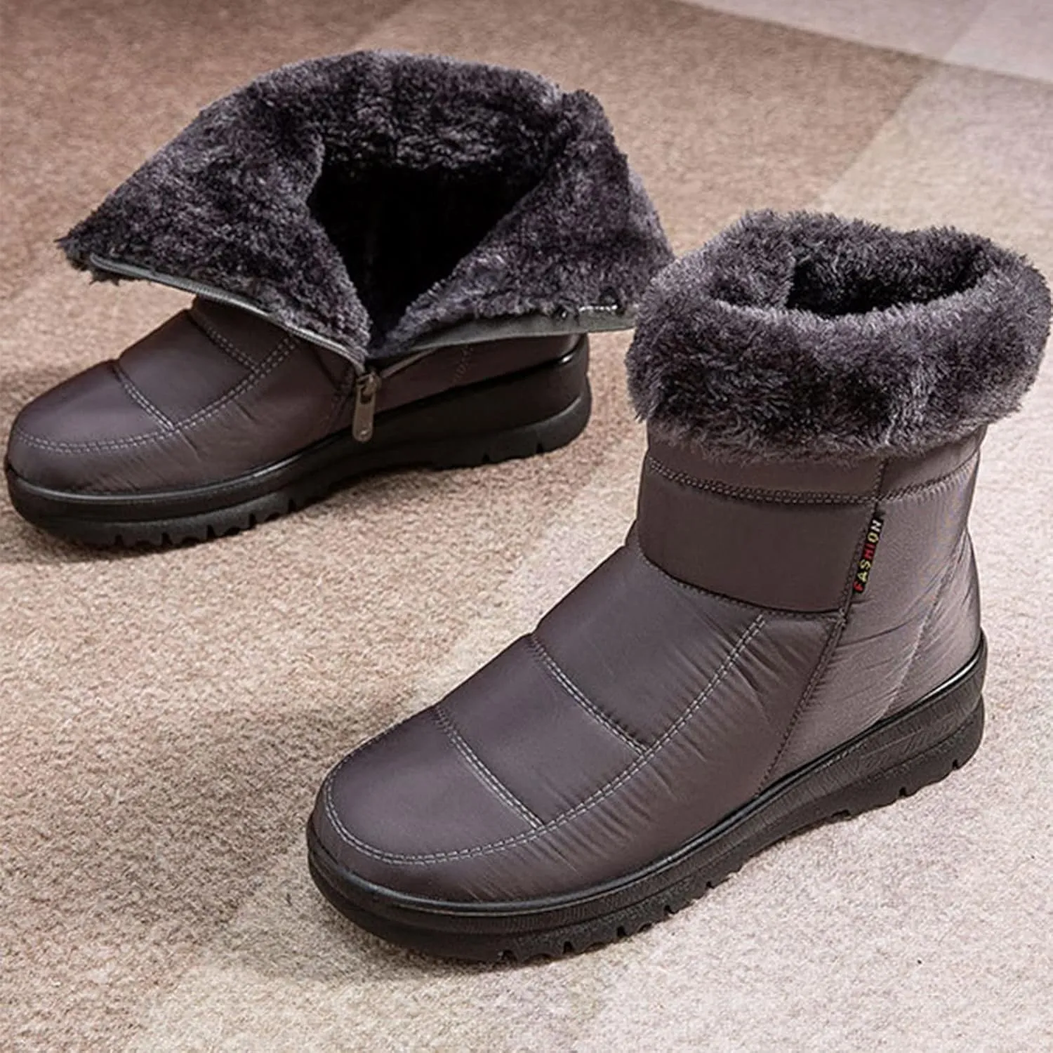Winter Hiking Boots for Women Waterproof Snow Zipper Womens Winter Boots Waterproof Insulated Ankle Womens Slip on Winter Boots Ankle Womens Waterproof Boots Snow Snow Shoes for Women Extra Wide