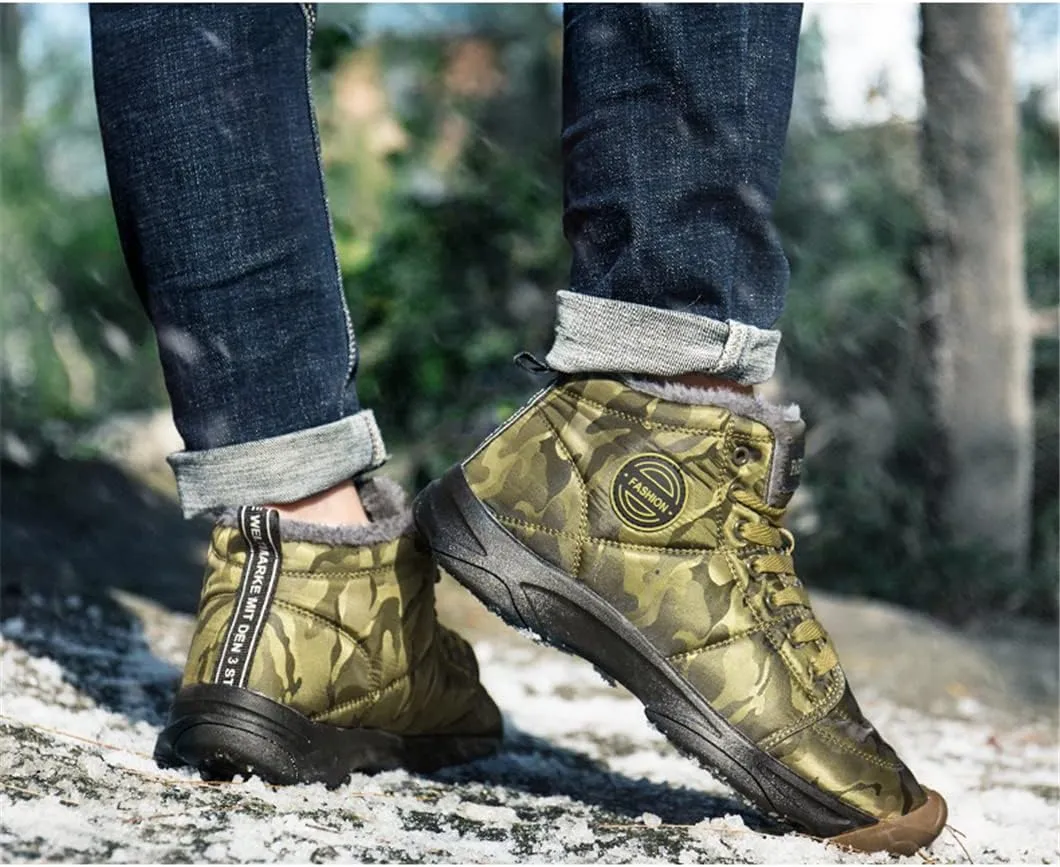 Winter Leather Ankle Boots Men Casual Shoes Outdoor Waterproof Work Tooling Men Hiking Boots Sneakers Warm Military Boots