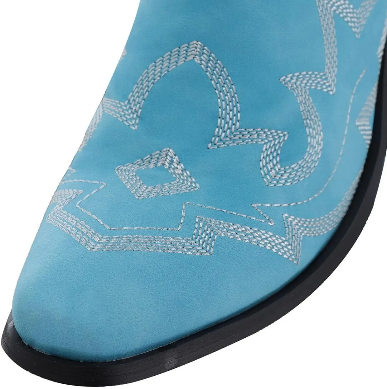 Women Cowboy Boots Wide Calf Cowgirl Boots Western Mid Calf Boots Ponited Toe Chunky Low Heels Mid Calf Embroidered