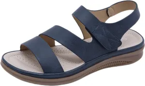 Women Dressy Summer Comfortable Open Toe Flat Sandals with Arch Support Dress Summer Casual Comfort Ankle Strap Sandals Walking Orthotic Breathable Lightweight Flats Shoes Outdoor Going Out Footwear