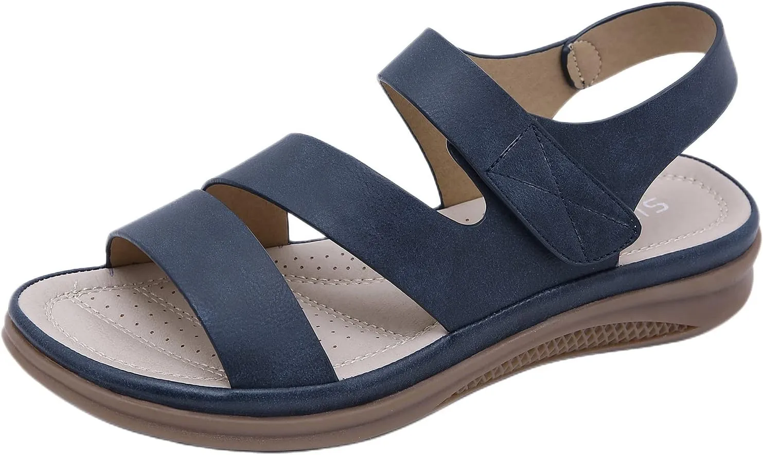 Women Dressy Summer Comfortable Open Toe Flat Sandals with Arch Support Dress Summer Casual Comfort Ankle Strap Sandals Walking Orthotic Breathable Lightweight Flats Shoes Outdoor Going Out Footwear