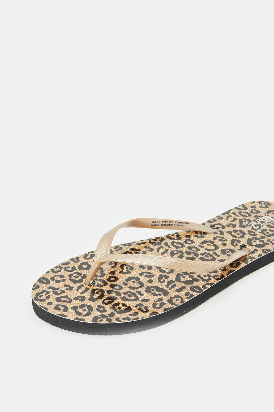 Women Gold Animal Print Flip Flop