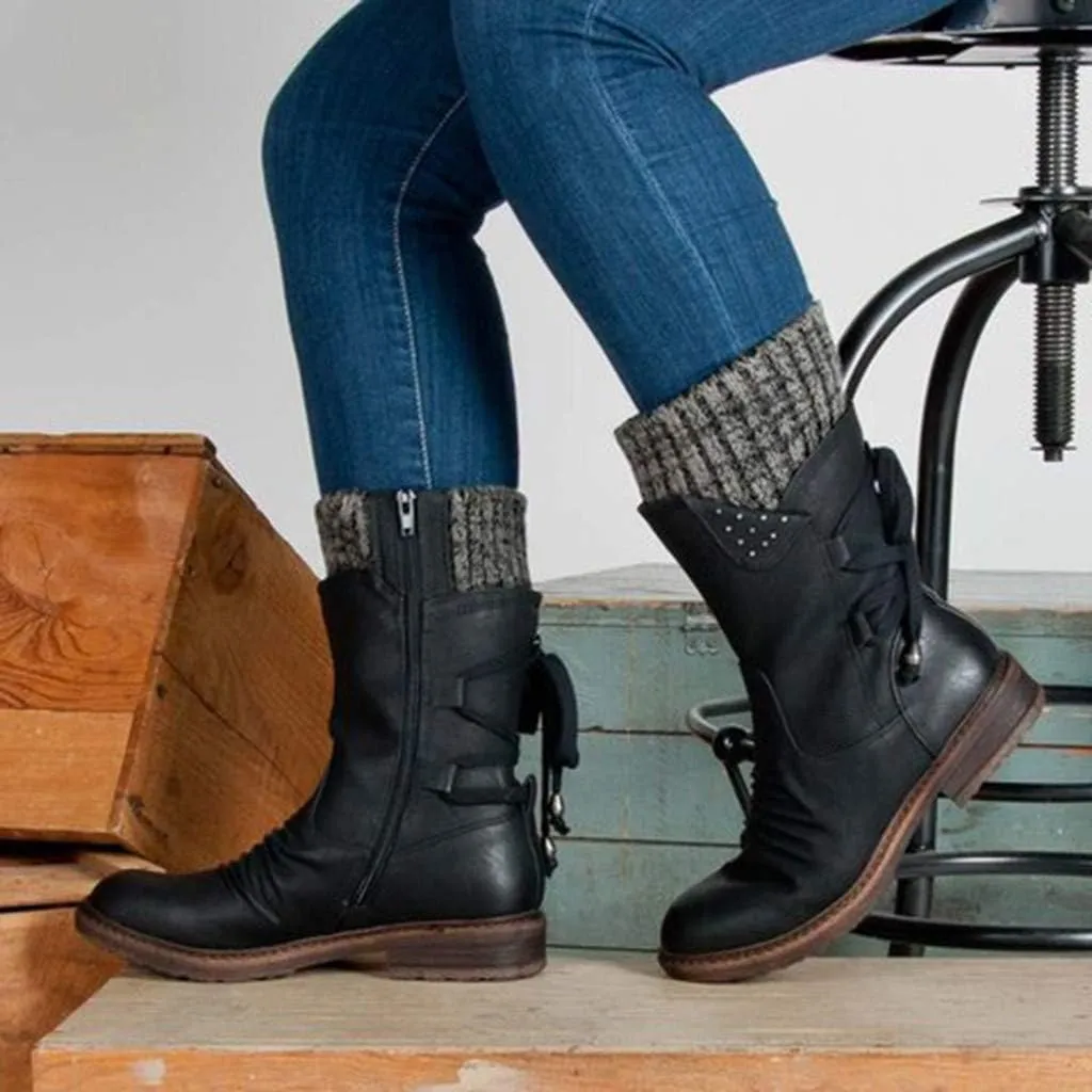 Women Snow Boots Winter Shoes 9.5 Wide Women Snow Spike Boot Ice Womens Snow Boots Wide Leg Warm Winter Outdoor Boots for Women Winter Boot Womens
