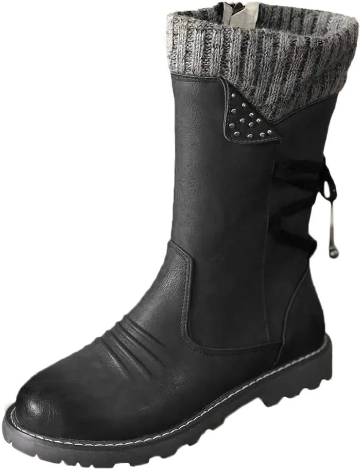 Women Snow Boots Winter Shoes 9.5 Wide Women Snow Spike Boot Ice Womens Snow Boots Wide Leg Warm Winter Outdoor Boots for Women Winter Boot Womens