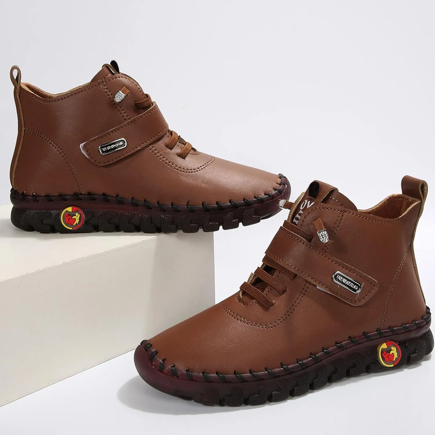 Womens Boots Fashion Lug Sole Zipper Insulated Warm Boots for Women Lace Up Anti-Slip Winter Ankle Boots Shoes