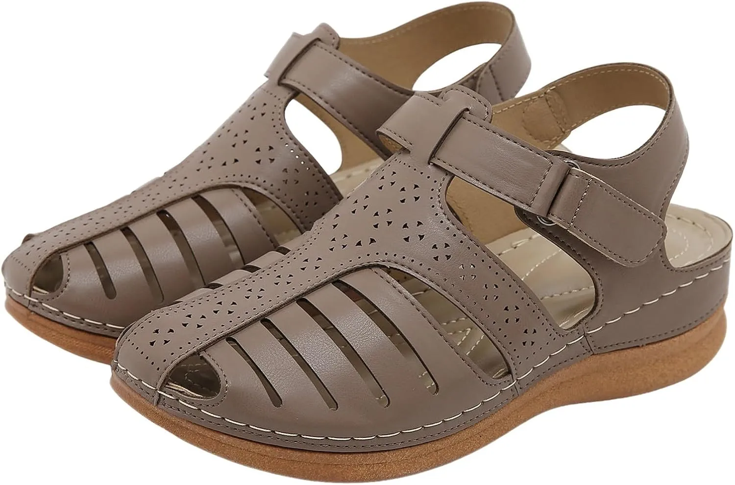 Womens Closed Toe Sandals Orthopedic Sandals with Arch Support Flip Flops for Women Comfortable Walking Sandals Cushion Footbed Platform Sandals Dressy Summer Slip on Sandals Casual Leather Sandals