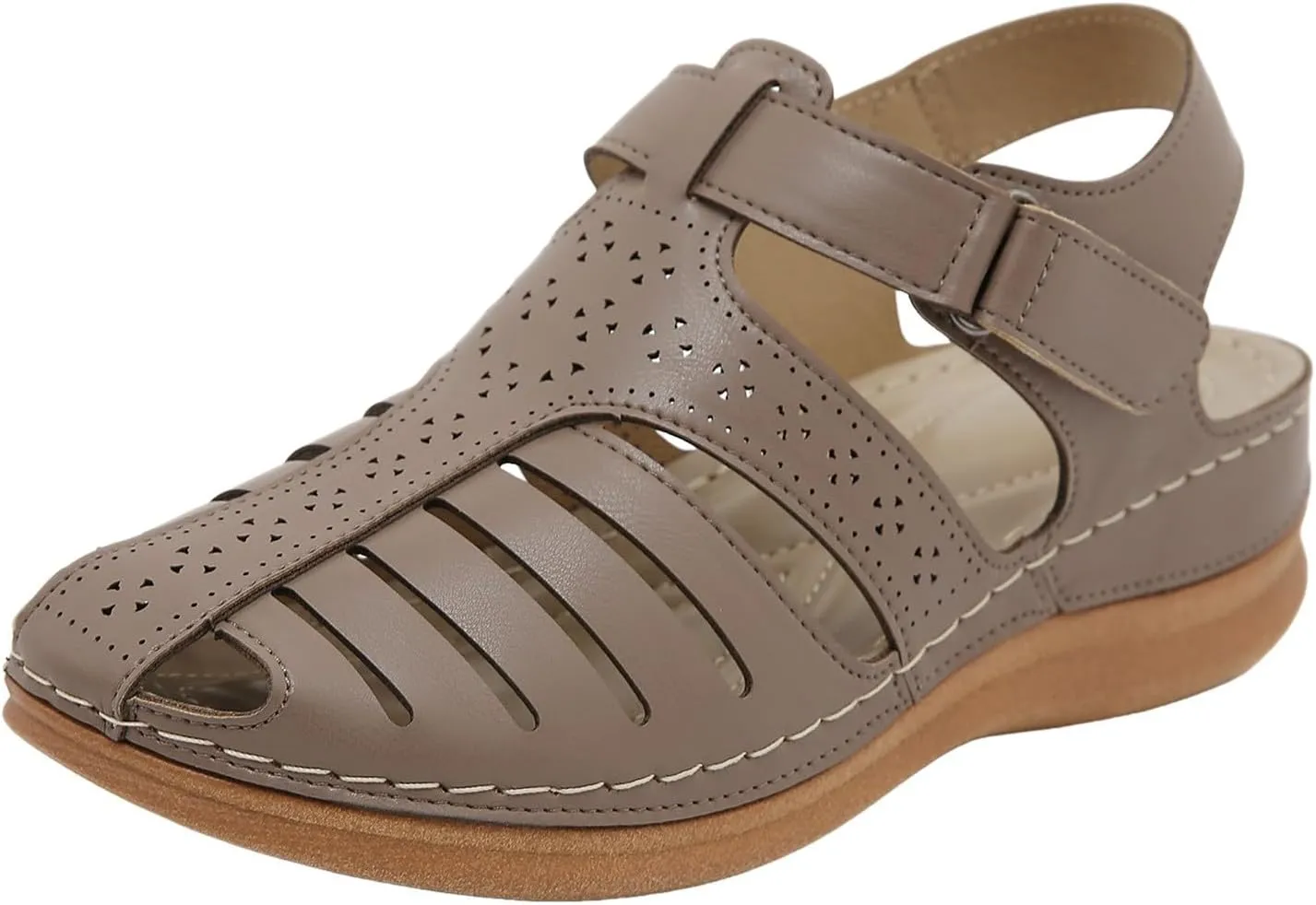 Womens Closed Toe Sandals Orthopedic Sandals with Arch Support Flip Flops for Women Comfortable Walking Sandals Cushion Footbed Platform Sandals Dressy Summer Slip on Sandals Casual Leather Sandals
