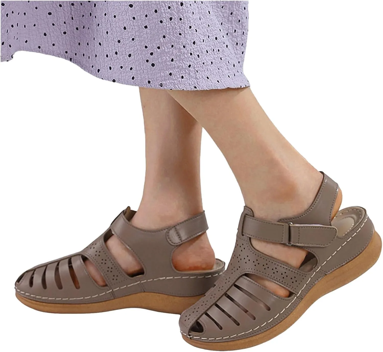 Womens Closed Toe Sandals Orthopedic Sandals with Arch Support Flip Flops for Women Comfortable Walking Sandals Cushion Footbed Platform Sandals Dressy Summer Slip on Sandals Casual Leather Sandals