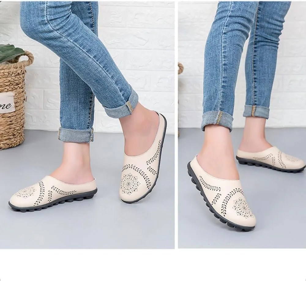Womens Comfort Walking Flat Shoe Summer Closed Toe Breathable Mesh Loafers Sandals Hollow Out Moccasins Wild Driving Slip-on Boat Shoes