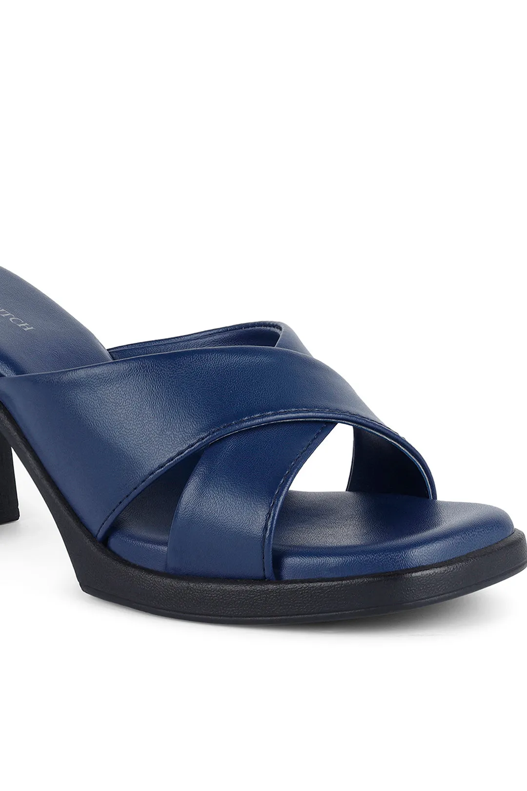 Women's Cross Strap Block Heel Blue Lightweight Sandals