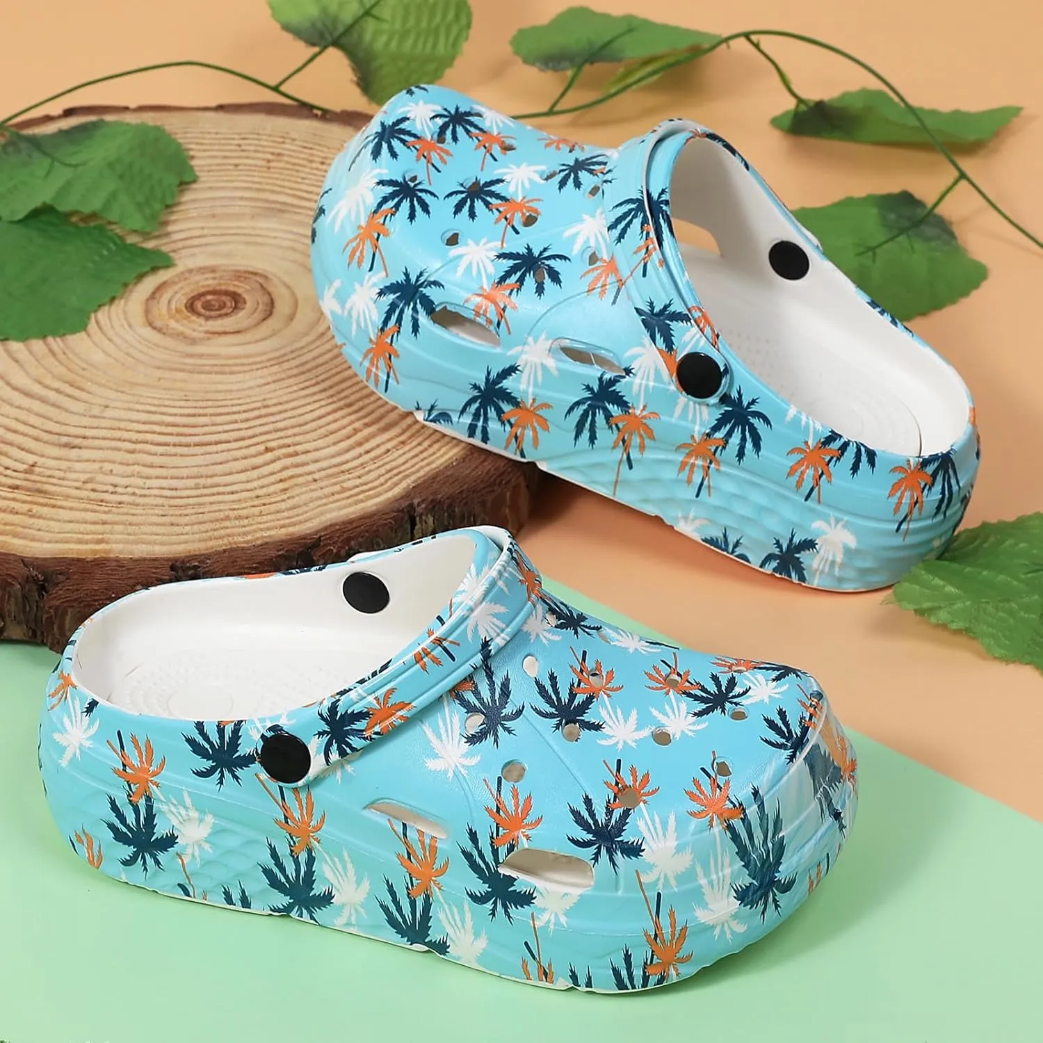 Women??s Platform Clogs Gardener Garden Shoes Hight Heels Mules Clog Slip on Wedge Sandals
