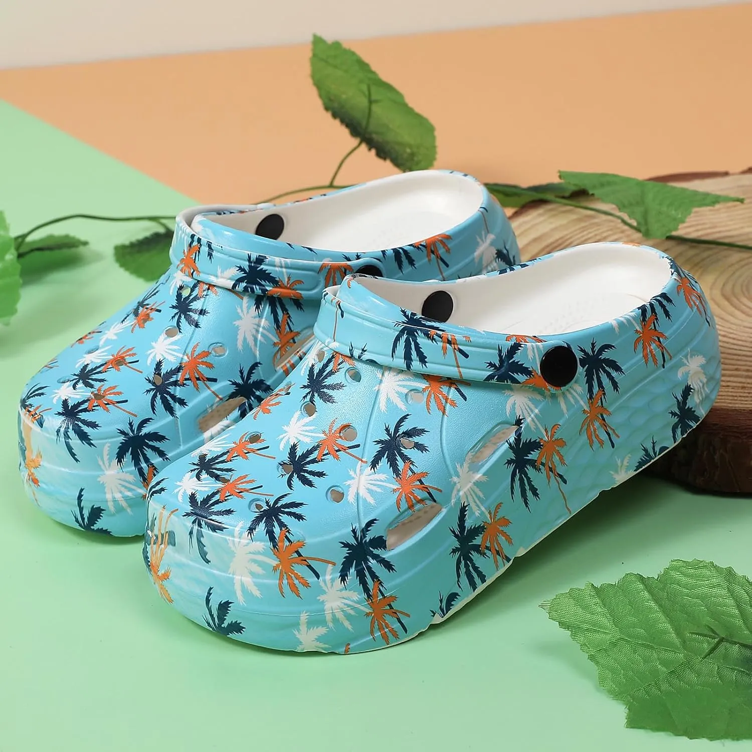 Women??s Platform Clogs Gardener Garden Shoes Hight Heels Mules Clog Slip on Wedge Sandals