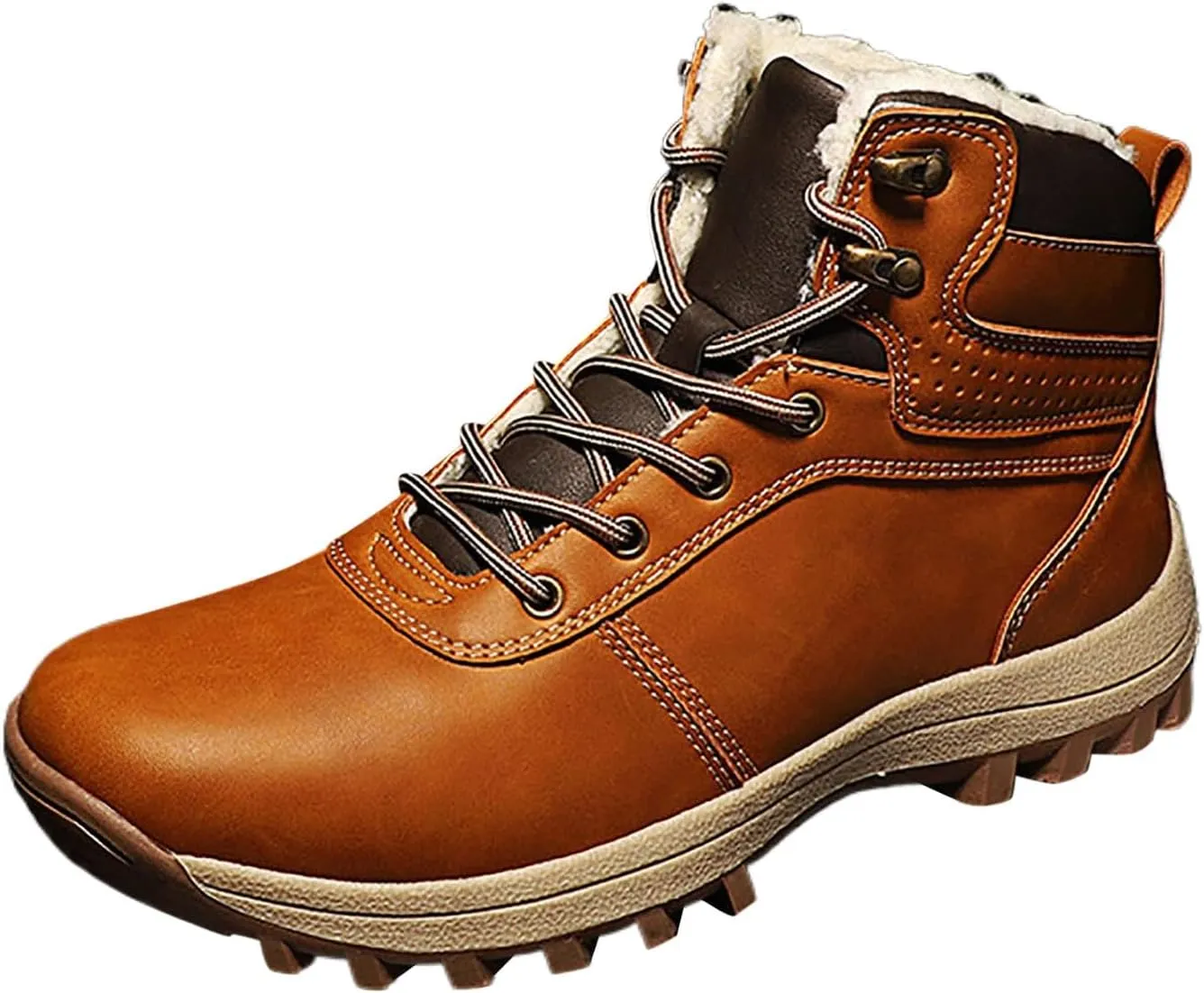 Women's Snow Boots Waterproof Furry Lined Warm Winter Boots Lace Up Sneakers Non-Slip Rubber Ankle Booties Classic Slip on Ladies Hiking Walking Shoes Sneakers