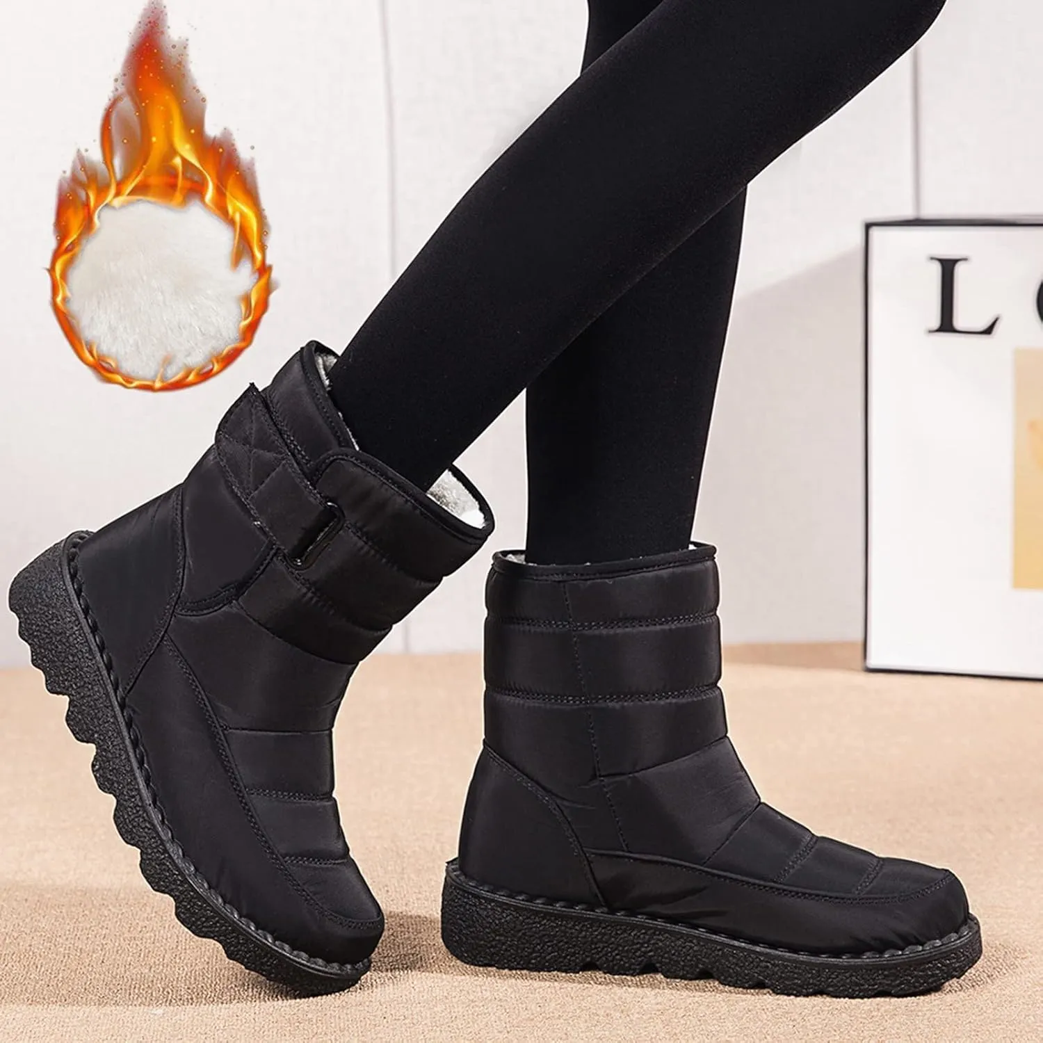 Women's Snow Boots Wide Width Snow Boots for Women 8.5 Wide Winter Boots Women Size 8 Knee High Waterproof Slip on Boots for Women Tall Winter Boot for Women Lightweight