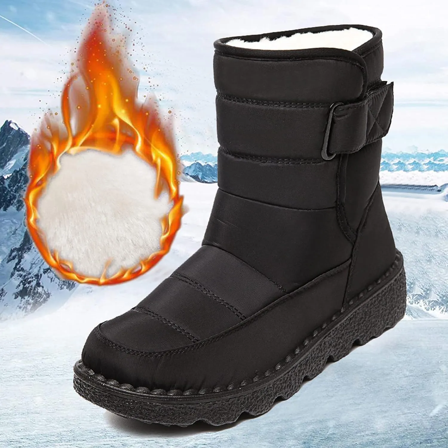 Women's Snow Boots Wide Width Snow Boots for Women 8.5 Wide Winter Boots Women Size 8 Knee High Waterproof Slip on Boots for Women Tall Winter Boot for Women Lightweight