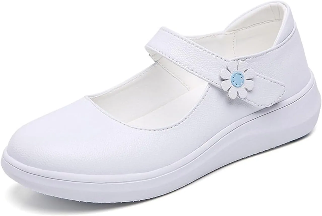 Womens Spring Summer Adjustable Breathable Soft Care Orthopedic Shoes, Comfortable Cushion Working Nurse Shoes, Casual Non-Slip Leathe Wide Fit Walking Shoes, for Medical Care