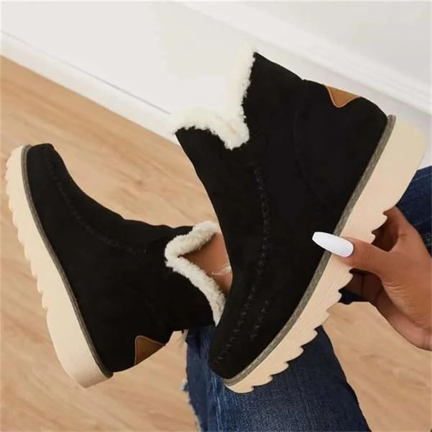 Womens Waterproof Winter Boots Wide Women Snow Boots Winter Waterproof Slip Resistant Cold Weather Shoes Women Winter Booties Womens Slip on Walking Snow Shoes Botas De Frio Para Mujer