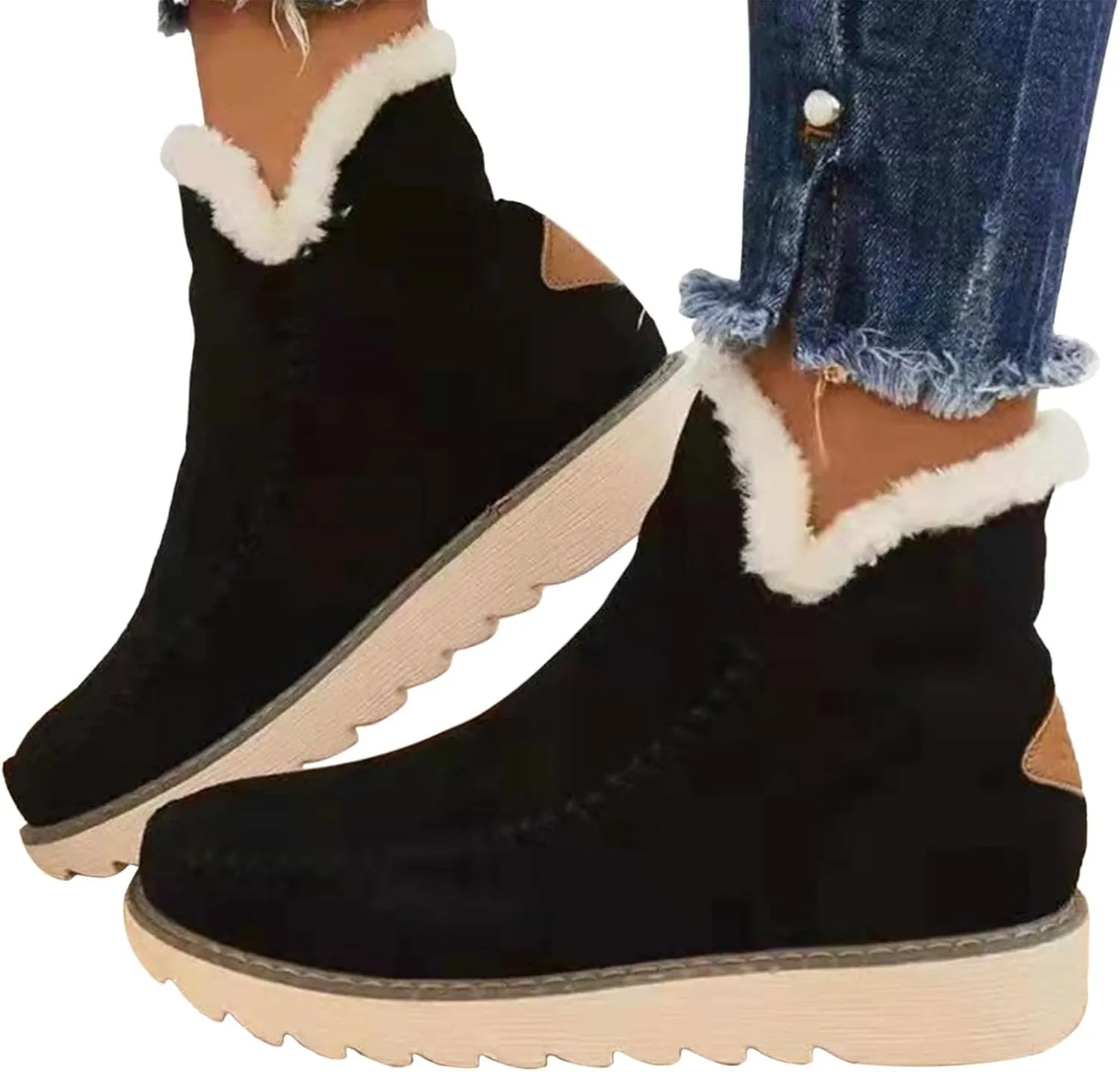 Womens Waterproof Winter Boots Wide Women Snow Boots Winter Waterproof Slip Resistant Cold Weather Shoes Women Winter Booties Womens Slip on Walking Snow Shoes Botas De Frio Para Mujer