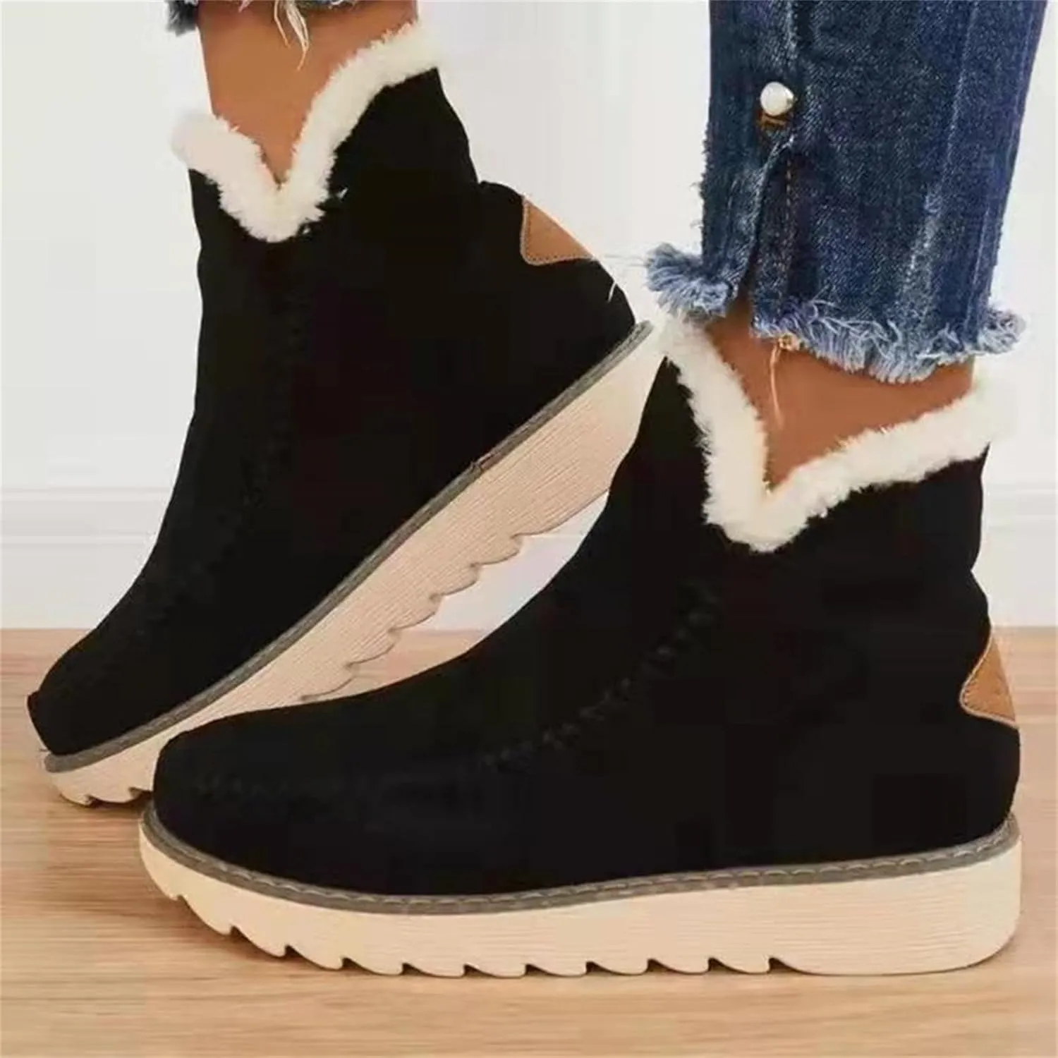 Womens Waterproof Winter Boots Wide Women Snow Boots Winter Waterproof Slip Resistant Cold Weather Shoes Women Winter Booties Womens Slip on Walking Snow Shoes Botas De Frio Para Mujer