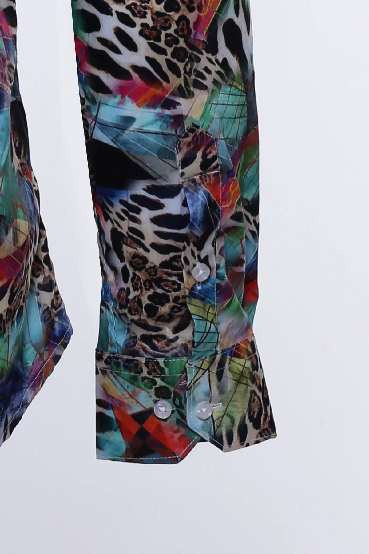 WSS Leopard Pattern Slim Fit Long Sleeves Multicolor Men Shirt  - Singen