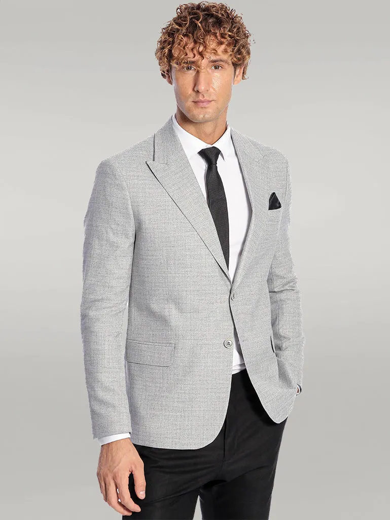 WSS Patterned Wide Lapel Grey Men Blazer  - Singen