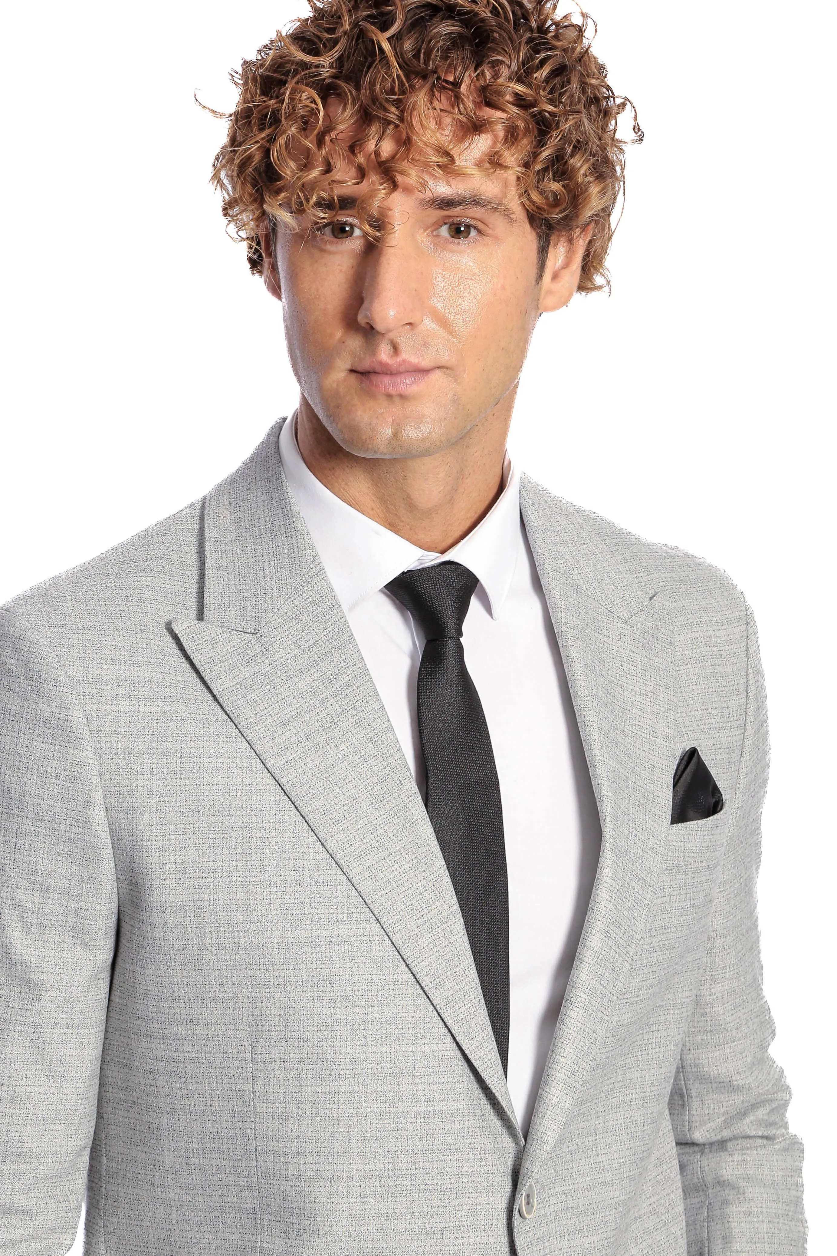 WSS Patterned Wide Lapel Grey Men Blazer  - Singen