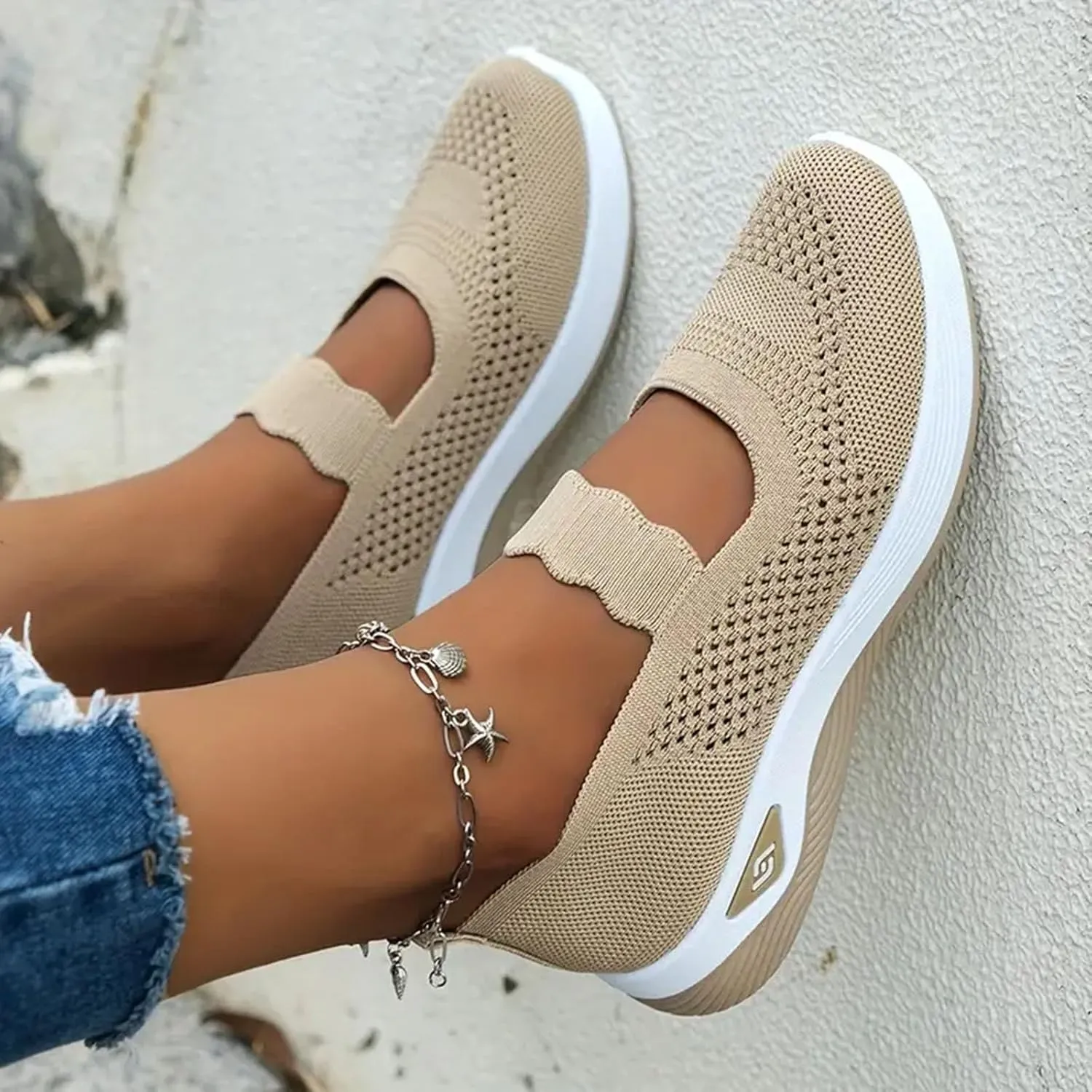 ZSpzx 2025 Women's Casual Sneakers Arch Support Mesh Low Top Orthopedic Runing Shoes Wedge Lightweight Breathable Sneaker with Elastic Strap Slip on Tennis Boat Shoes for Gym Travel Work Walk
