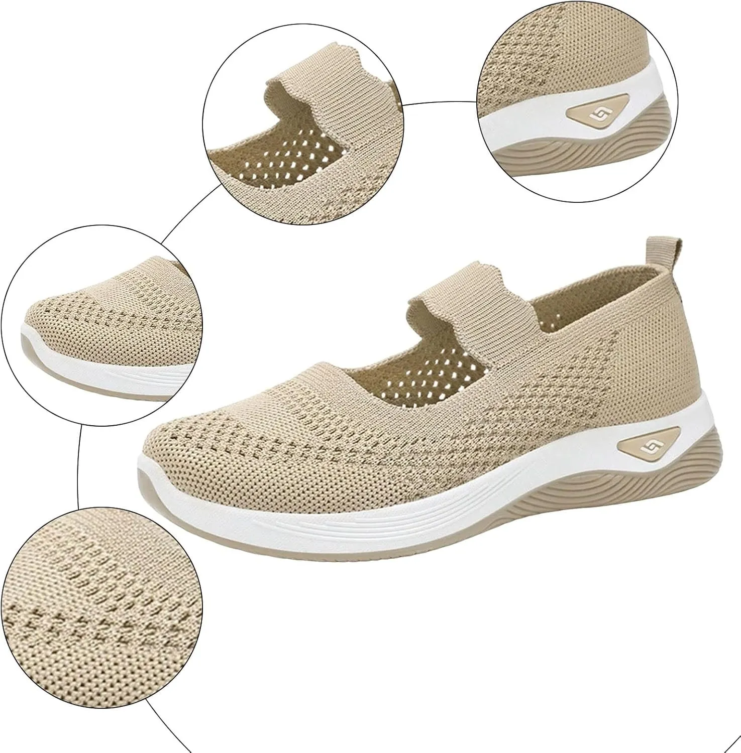 ZSpzx 2025 Women's Casual Sneakers Arch Support Mesh Low Top Orthopedic Runing Shoes Wedge Lightweight Breathable Sneaker with Elastic Strap Slip on Tennis Boat Shoes for Gym Travel Work Walk