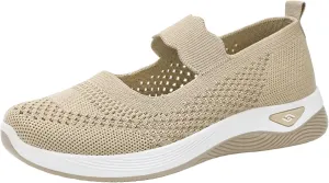 ZSpzx 2025 Women's Casual Sneakers Arch Support Mesh Low Top Orthopedic Runing Shoes Wedge Lightweight Breathable Sneaker with Elastic Strap Slip on Tennis Boat Shoes for Gym Travel Work Walk