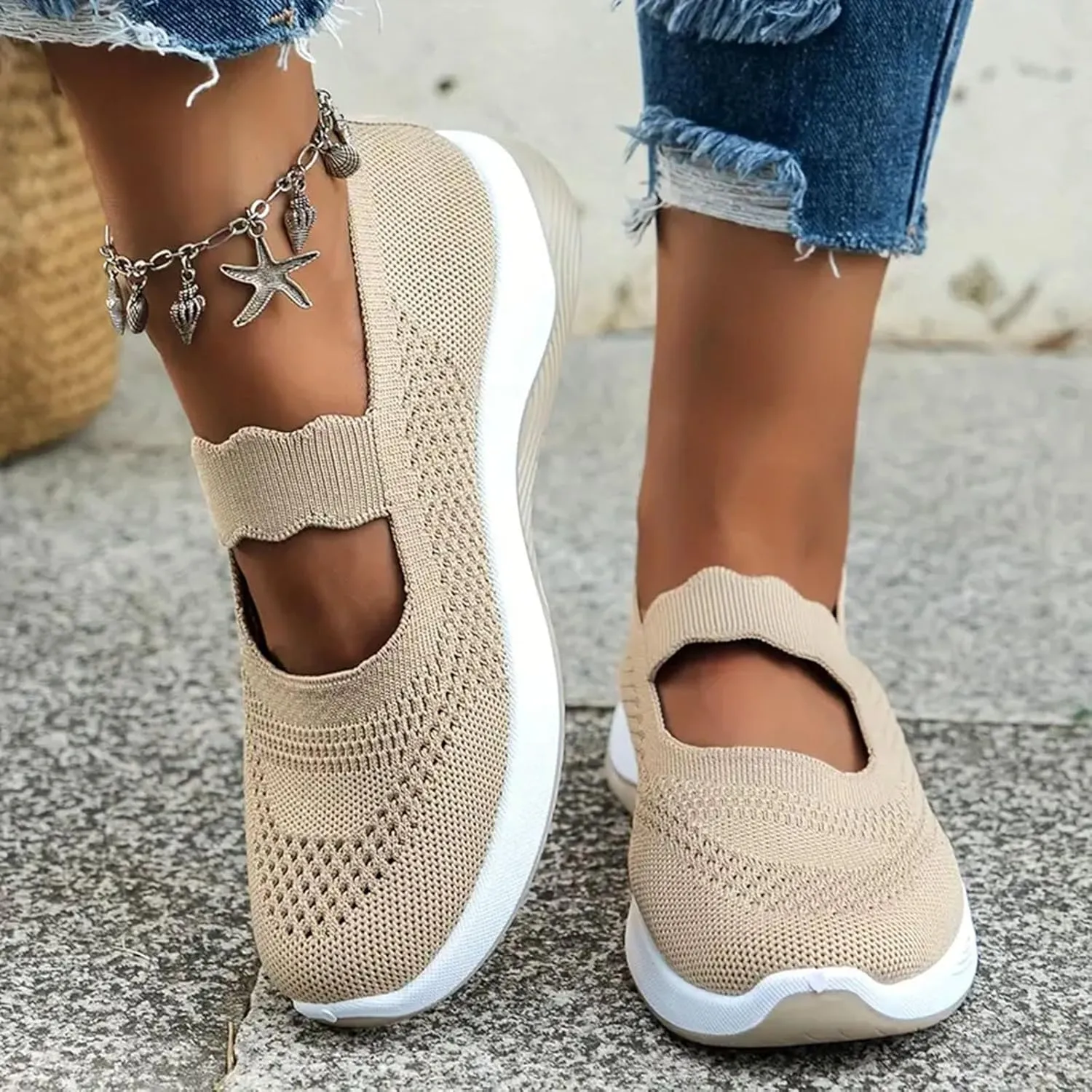 ZSpzx 2025 Women's Casual Sneakers Arch Support Mesh Low Top Orthopedic Runing Shoes Wedge Lightweight Breathable Sneaker with Elastic Strap Slip on Tennis Boat Shoes for Gym Travel Work Walk
