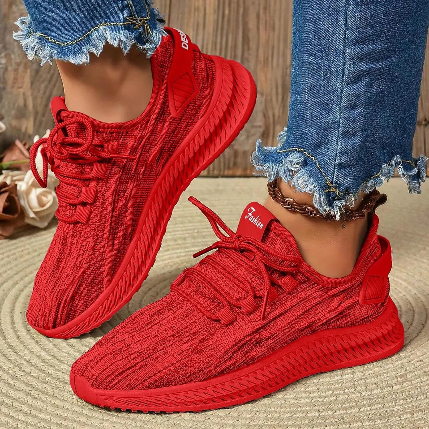 ZSpzx Orthopedic Walking Sneakers for Women Lace Up Air Cushioned Slip On Padded Insole Jogging Tennis Casual Shoes Comfortable Lightweight Padded Insole Footwear with Arch Support for Daily Wear